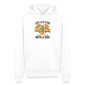 „Life is Better with a Dog“ – Vintage Hund T-Shirt - Männer Premium Bio Hoodie - Weiß - Vorne - Nico (187cm)