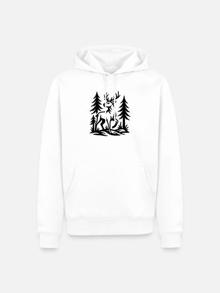 chevreuil - Sweat à capuche Premium bio Homme - blanc