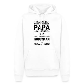 Super Papa Rugby Spieler Humor Geschenk Rugby - Männer Premium Bio Hoodie - Weiß - Vorne - Nico (187cm)
