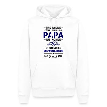 Herz + Snowboard – Super Snowboarder Papa - Männer Premium Bio Hoodie - Weiß - Vorne - Nico (187cm)