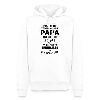 Heart + Tennis – Super Dad Tennis Player - Men’s Premium Organic Hoodie - white - Front - Nico (187cm)