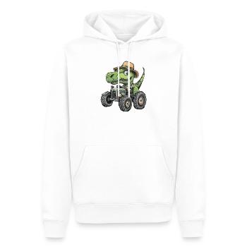Dinosaure T-Rex Tracteur Agriculteur - Sweat à capuche Premium bio Homme - blanc - Devant - Nico (187cm)