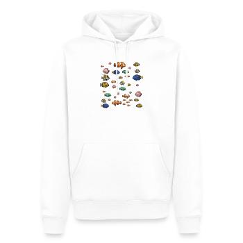 Motif sous-marin de poissons colorés - Sweat à capuche Premium bio Homme - blanc - Devant - Nico (187cm)