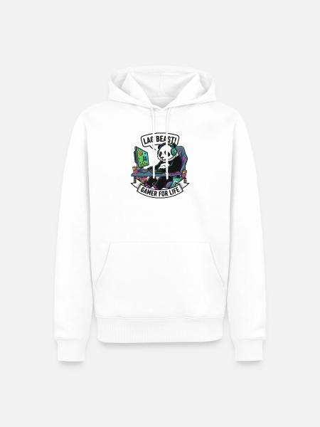 Lag Beast Panda Gamer Motiv - Männer Premium Bio Hoodie - Weiß
