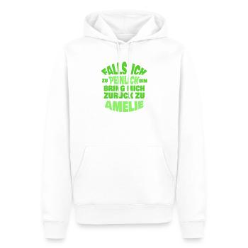 Gave til Amelie - Herre Premium økologisk hoodie - hvid - Foran - Nico (187cm)