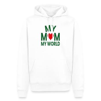 Ma mère, mon cœur d’amour du monde - Sweat à capuche Premium bio Homme - blanc - Devant - Nico (187cm)