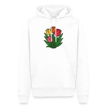 Tulip Patch Blüte - Männer Premium Bio Hoodie - Weiß - Vorne - Nico (187cm)
