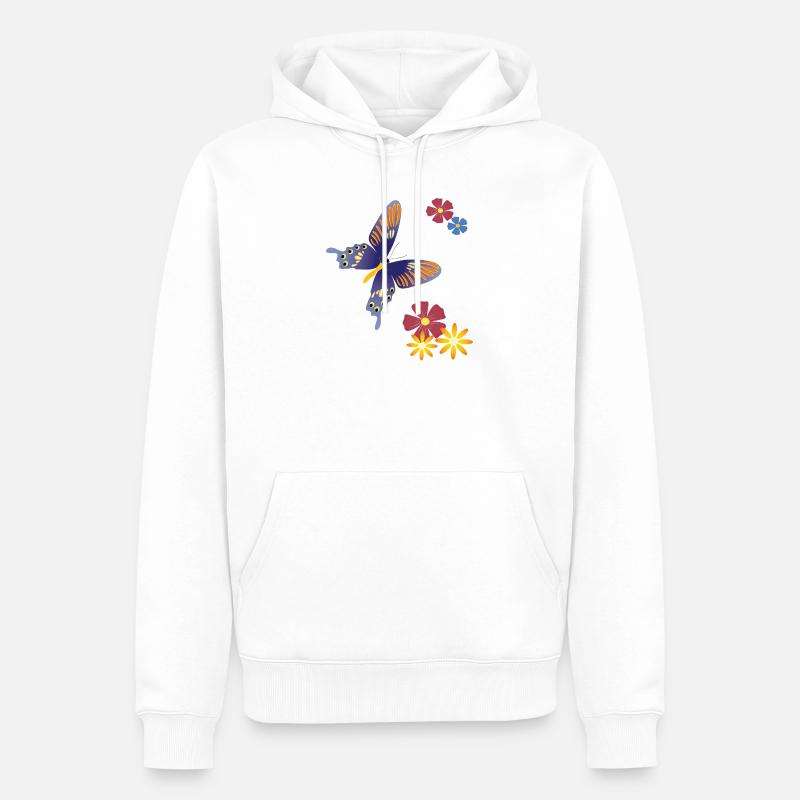 Papillon avec des fleurs - Sweat à capuche Premium bio Homme - blanc
