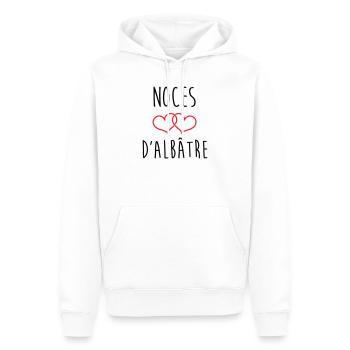 noces d'Albâtre 75 ans de mariage - Sweat à capuche Premium bio Homme - blanc - Devant - Nico (187cm)