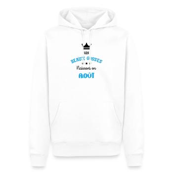 Cadeau naissance bébé garçon Août Beaux Gosses BG - Sweat à capuche Premium bio Homme - blanc - Devant - Nico (187cm)