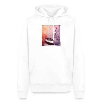 Boat on the lake - hand carved artwork - Men’s Premium Organic Hoodie - white - Front - Nico (187cm)