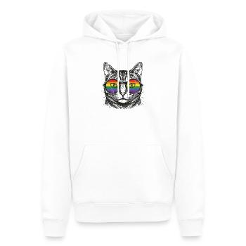 Pride Month LGBT – Lustige Katze mit Sonnenbrille - Männer Premium Bio Hoodie - Weiß - Vorne - Nico (187cm)