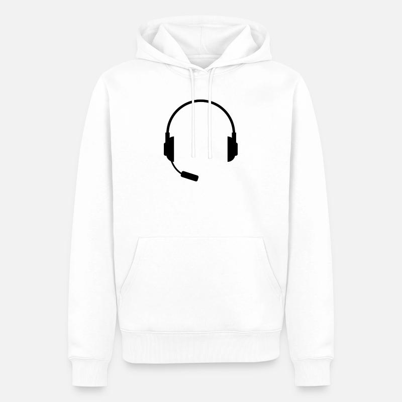 Headset mit Mikrofon - Männer Premium Bio Hoodie - Weiß