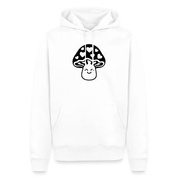 Champignon doux avec cœur et visage - Sweat à capuche Premium bio Homme - blanc - Devant - Nico (187cm)