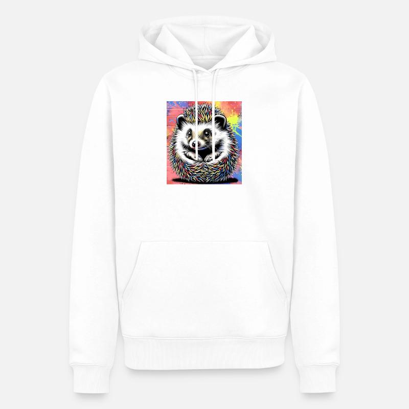 hérisson - Sweat à capuche Premium bio Homme - blanc