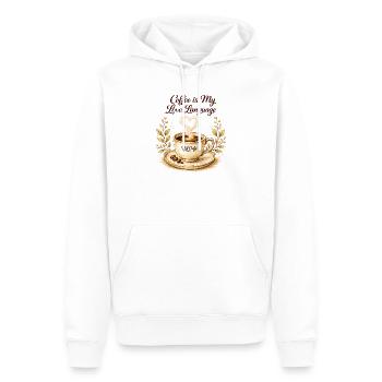 coffe_ist_my_live_language - Männer Premium Bio Hoodie - Weiß - Vorne - Nico (187cm)