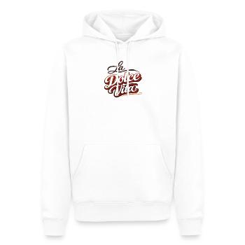 La Dolce Vita Retro Script - Männer Premium Bio Hoodie - Weiß - Vorne - Nico (187cm)