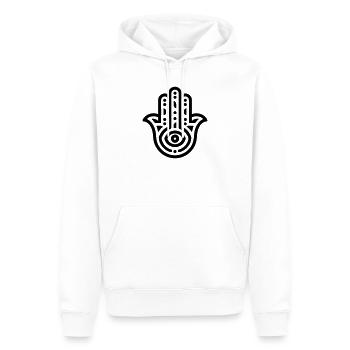 main de Fatma Hamsa - Sweat à capuche Premium bio Homme - blanc - Devant - Nico (187cm)