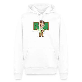 Comic teacher with glasses at blackboard – school - Men’s Premium Organic Hoodie - white - Front - Nico (187cm)