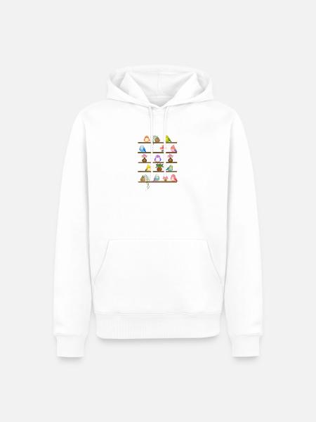 Die Blumen und die Vögel - Männer Premium Bio Hoodie - Weiß