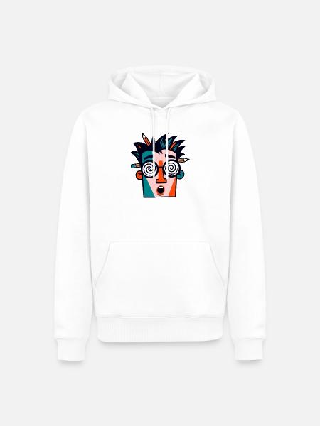 Prismatisches Gesicht mit Bleistiften - Männer Premium Bio Hoodie - Weiß