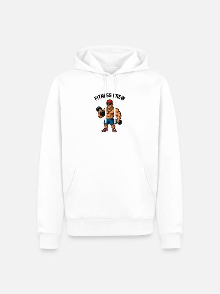 Kraftheld Cartoon Gym Bodybuilder - Männer Premium Bio Hoodie - Weiß