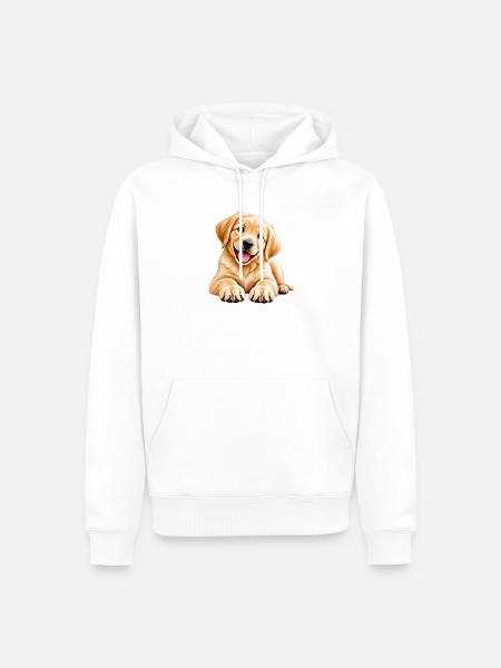 Fröhlicher Welpe - Männer Premium Bio Hoodie - Weiß