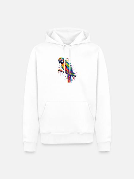 Regenbogenpapagei mit Sonnenbrille - Männer Premium Bio Hoodie - Weiß