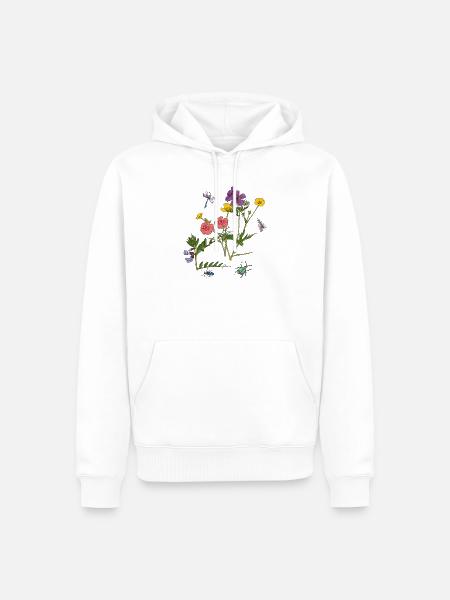 Blumenwiese - Männer Premium Bio Hoodie - Weiß