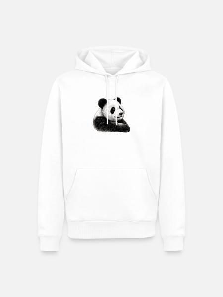 Panda Illustration - Männer Premium Bio Hoodie - Weiß