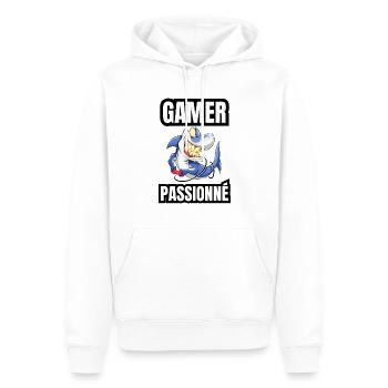 gamer passionné - Sweat à capuche Premium bio Homme - blanc - Devant - Nico (187cm)