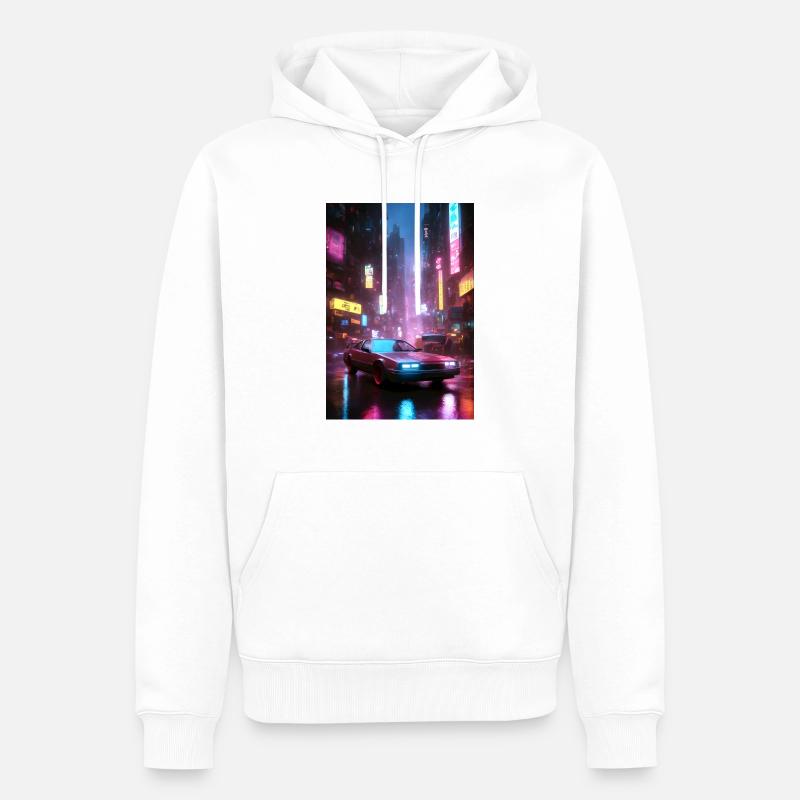 Cyberpunk-Oldtimer - Männer Premium Bio Hoodie - Weiß