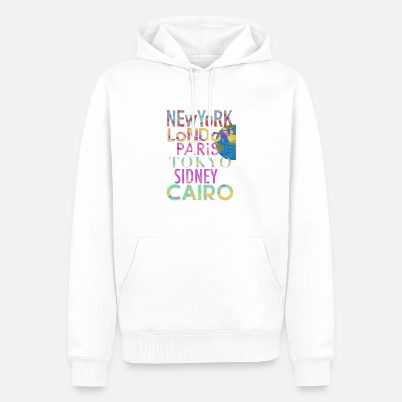 Villes du monde - Sweat à capuche Premium bio Homme - blanc