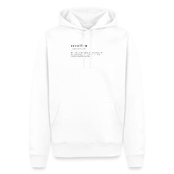 Défilement – L’art de l’acrobatie du pouce - Sweat à capuche Premium bio Homme - blanc - Devant - Nico (187cm)