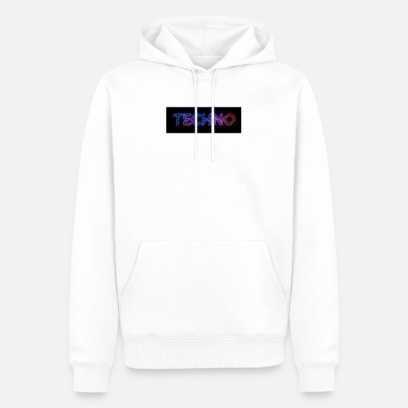 Texte de bug techno néon - Sweat à capuche Premium bio Homme - blanc