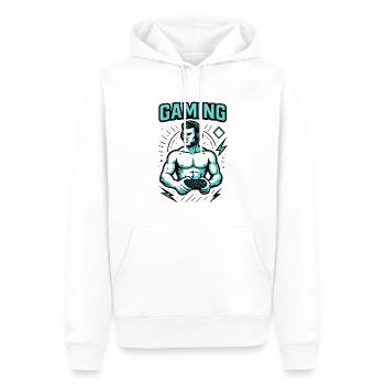 Le Musclé du Pixel - Sweat à capuche Premium bio Homme - blanc - Devant - Nico (187cm)