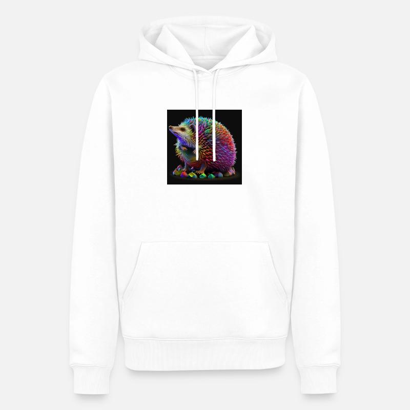 Farbiger Igel, einzigartiges Design - Männer Premium Bio Hoodie - Weiß