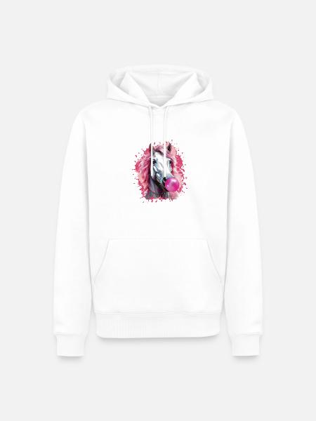 Pferd,Graffiti,illustration,Kaugummi,Blase - Männer Premium Bio Hoodie - Weiß