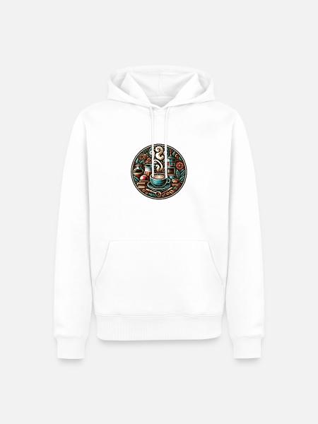 Kaffee Plakette - Männer Premium Bio Hoodie - Weiß