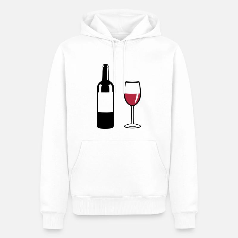 Weinflasche und Weinglas - Männer Premium Bio Hoodie - Weiß