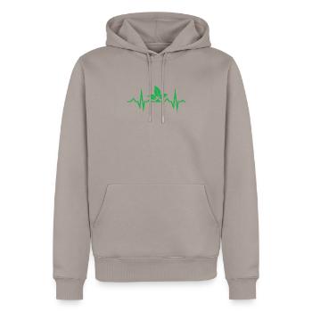Vegan Geschenksidee für Veganer - Männer Premium Bio Hoodie - Taupe - Vorne - Nico (187cm)