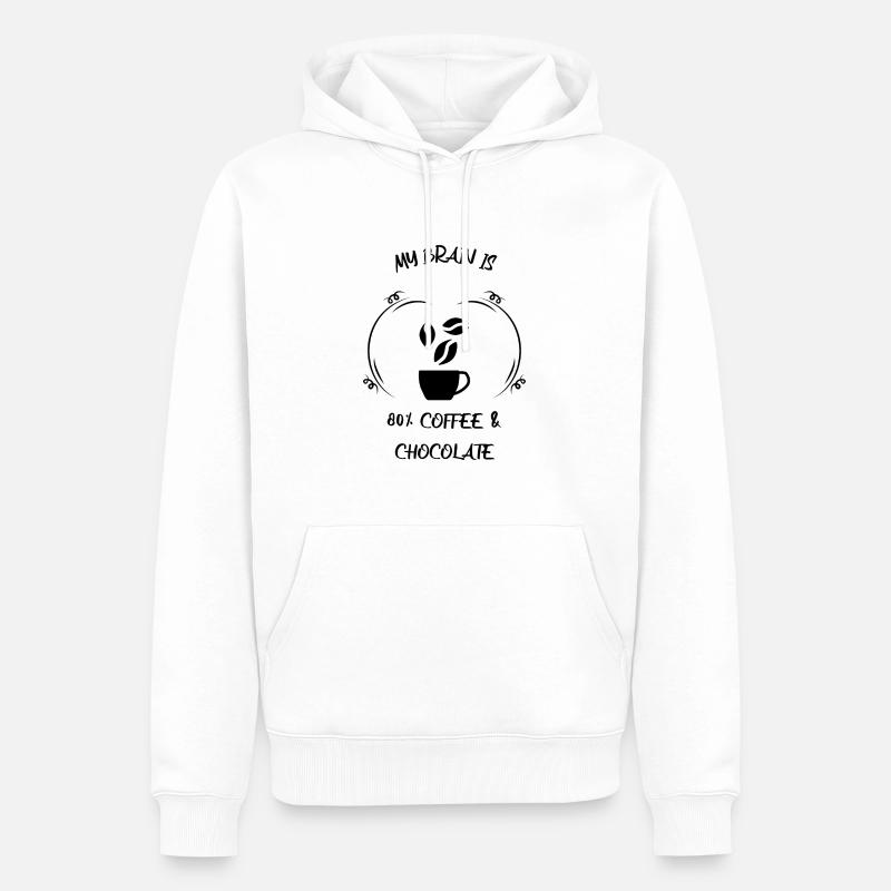 Kaffee Espresso Käffchen & Schokolade - Männer Premium Bio Hoodie - Weiß