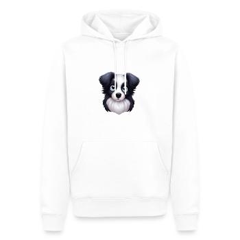 Portrait artistique de Border Collie - Sweat à capuche Premium bio Homme - blanc - Devant - Nico (187cm)