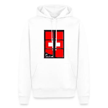 Drapeau de la Suisse Vintage Croix en détresse Look Suisse - Sweat à capuche Premium bio Homme - blanc - Devant - Nico (187cm)