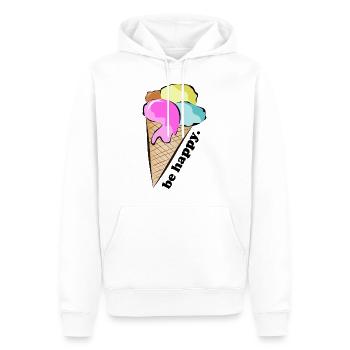 Eiscreme - be happy. - Männer Premium Bio Hoodie - Weiß - Vorne - Nico (187cm)