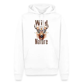 Deer Antlers Animal Forest Wilderness Mountains Wild Nature - Men’s Premium Organic Hoodie - white - Front - Nico (187cm)