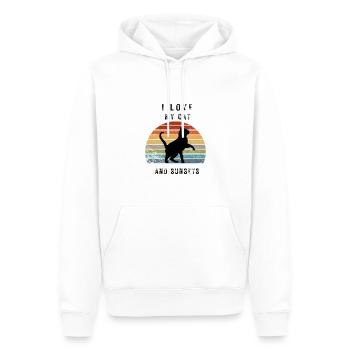 J’adore mon chat et mes couchers de soleil - Sweat à capuche Premium bio Homme - blanc - Devant - Nico (187cm)