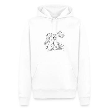 Lapin lapin avec casquette - Sweat à capuche Premium bio Homme - blanc - Devant - Nico (187cm)