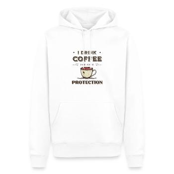 Ich trinke Kaffee zu deinem Schutz Lustiger Spruch - Männer Premium Bio Hoodie - Weiß - Vorne - Nico (187cm)