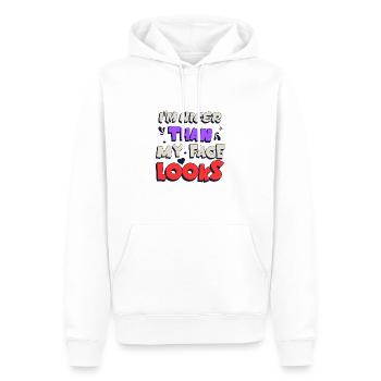 Ich bin netter als mein Gesicht aussieht Lustiges Sarkastisches Zitat - Männer Premium Bio Hoodie - Weiß - Vorne - Nico (187cm)